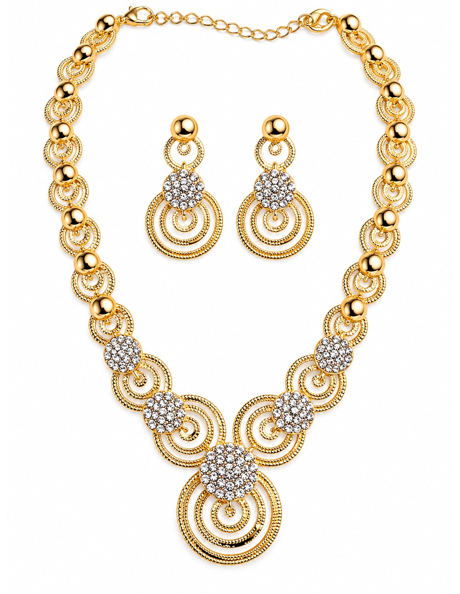 Set de collar y aretes de acero zirconia