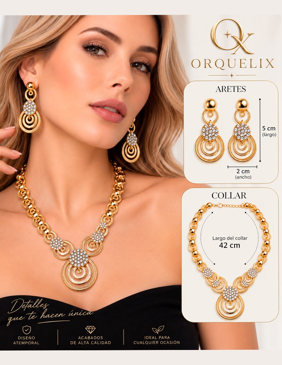 Set de collar y aretes de acero zirconia