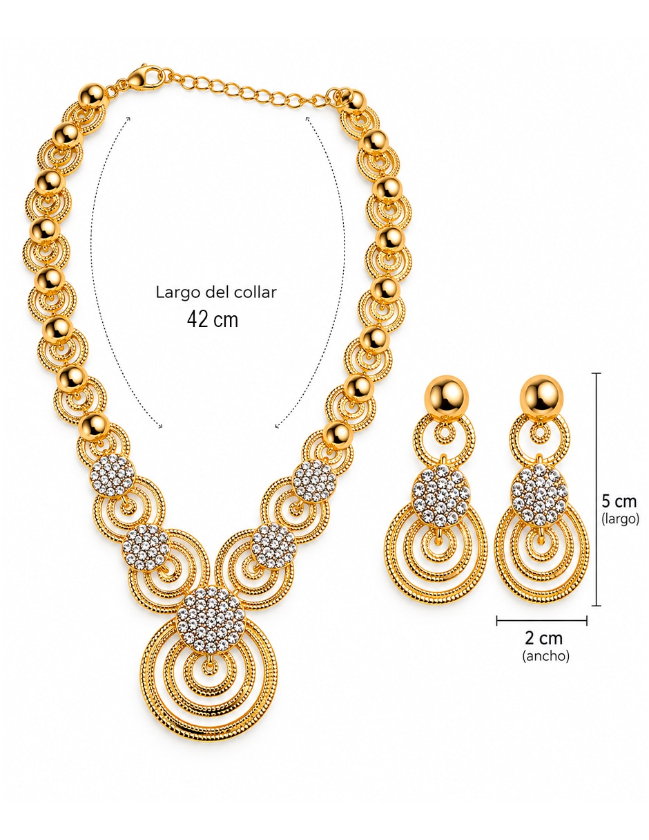 Set de collar y aretes de acero zirconia
