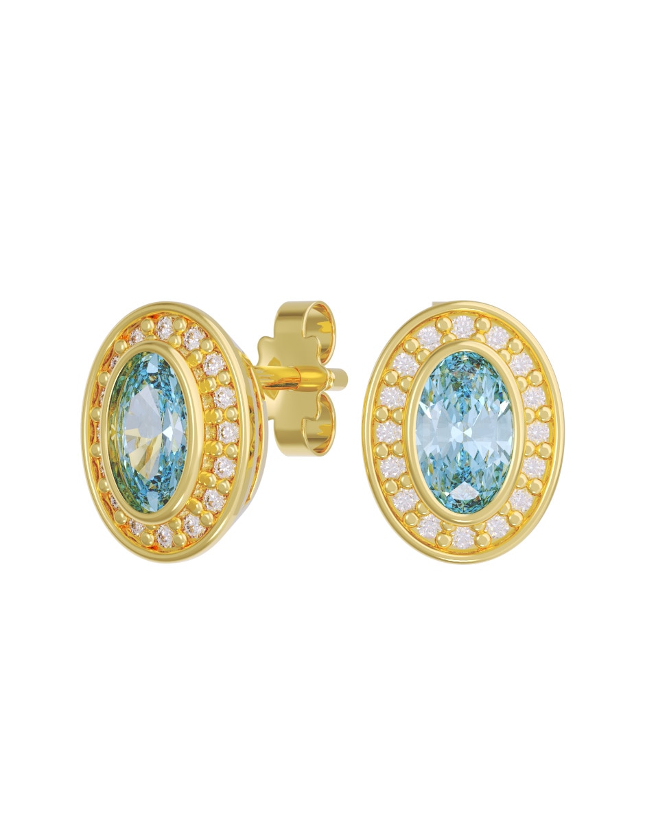 Broqueles de oro 14 k con acabado pulido zirconia Broqueles de oro 14 k con acabado pulido zirconia