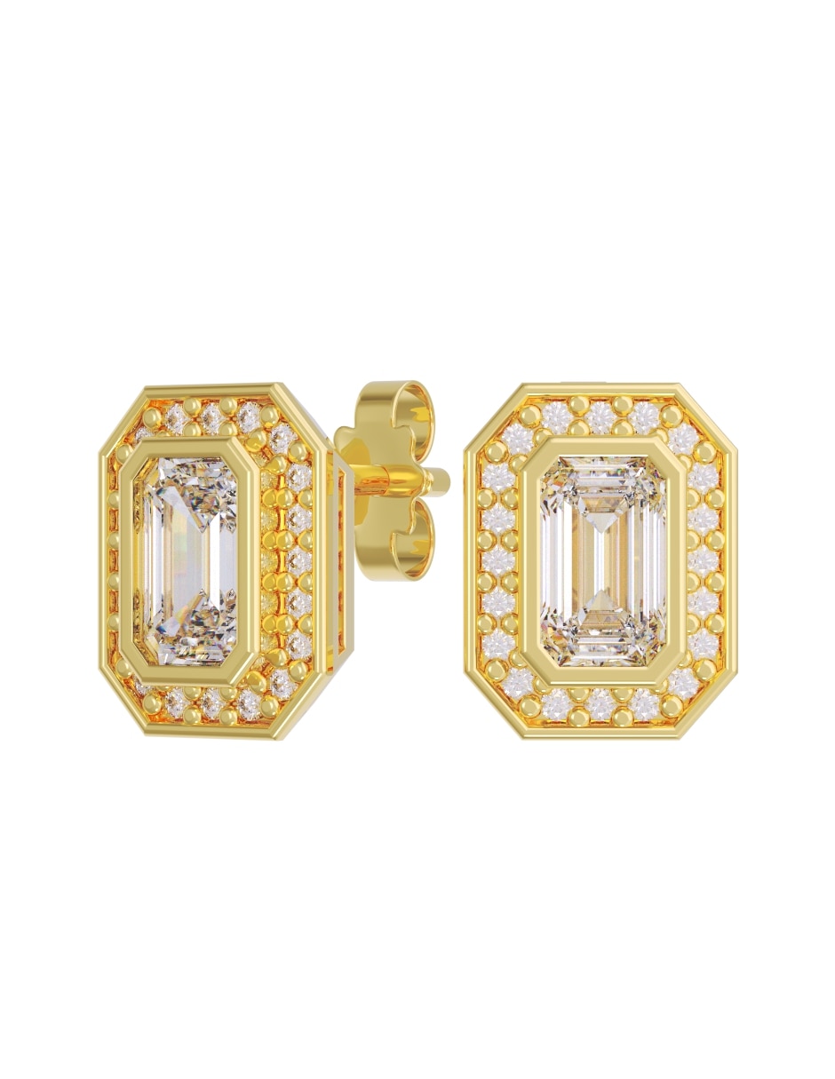 Broqueles de oro 14 k con acabado pulido zirconia