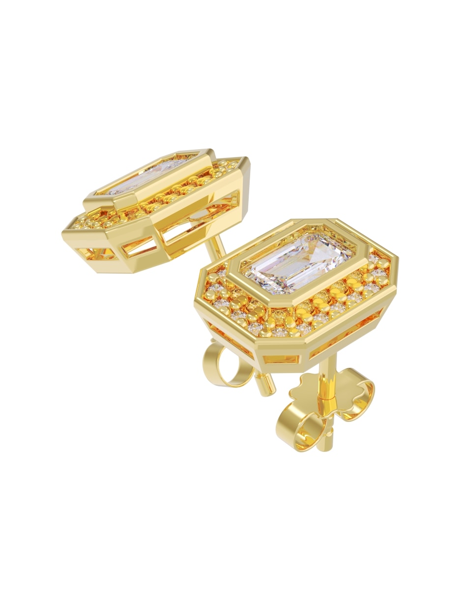 Broqueles de oro 14 k con acabado pulido zirconia 3