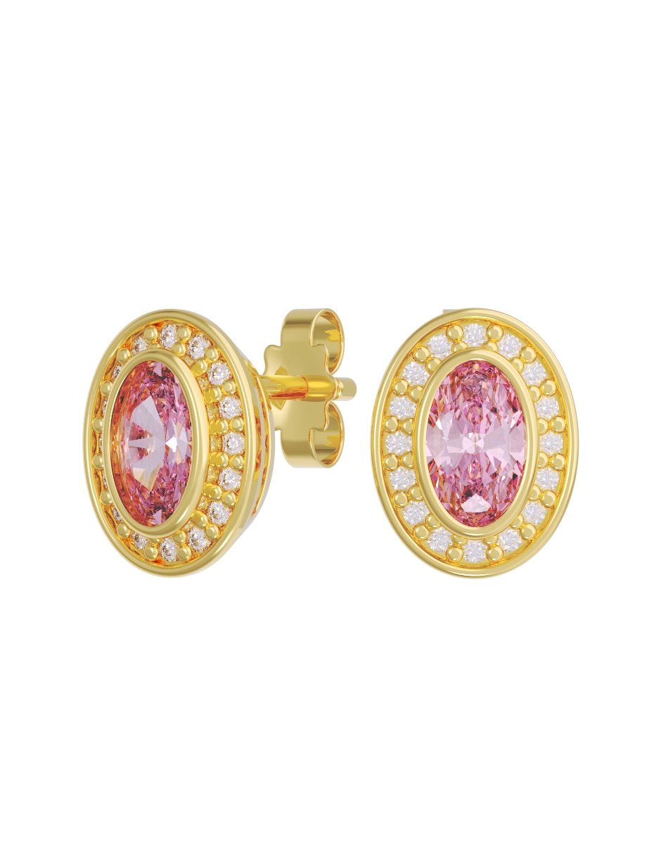 Broqueles de oro 14 k con acabado pulido zirconia