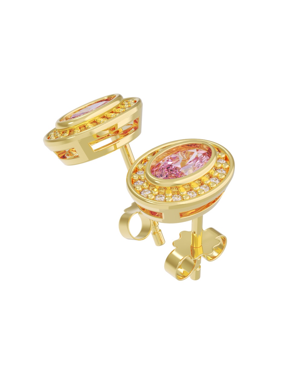Broqueles de oro 14 k con acabado pulido zirconia 3