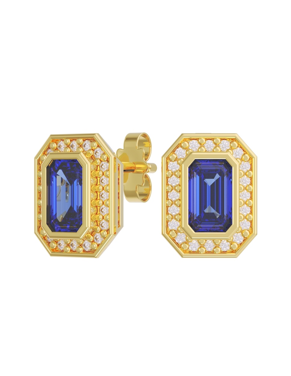 Broqueles de oro 14 k con acabado pulido zirconia