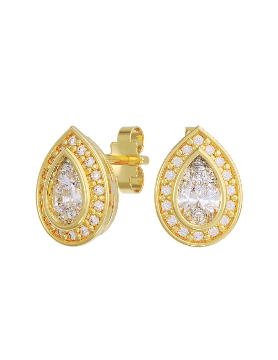 Broqueles de oro 14 k con acabado pulido zirconia