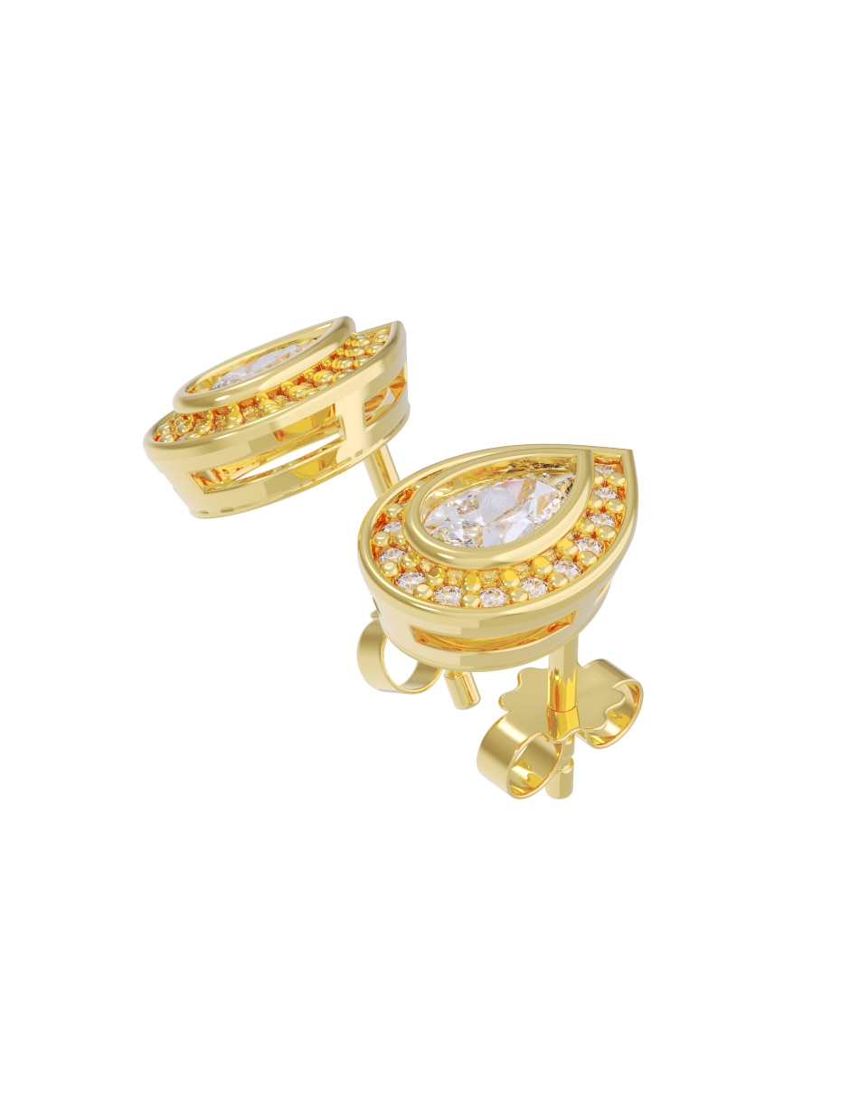Broqueles de oro 14 k con acabado pulido zirconia 2