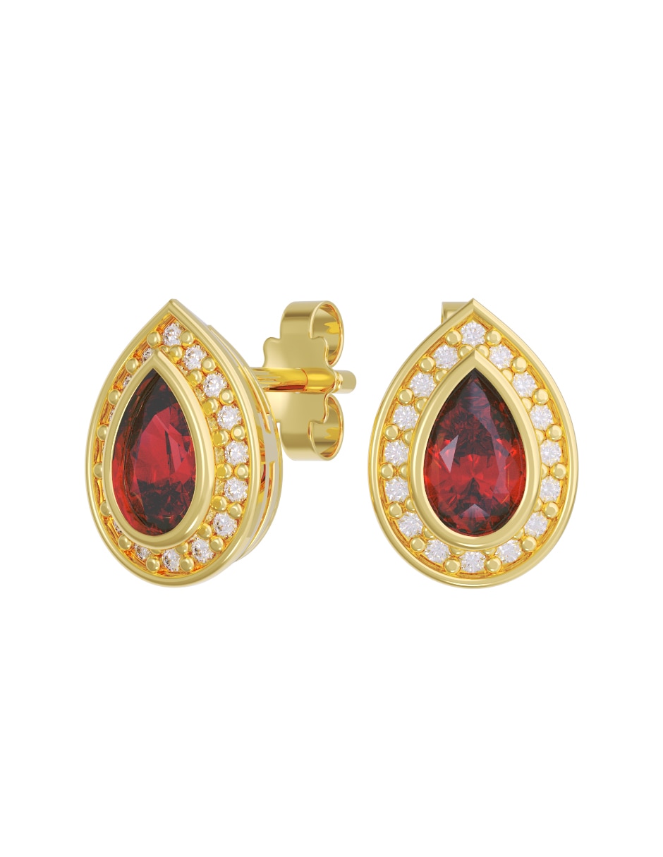 Broqueles de oro 14 k con acabado pulido zirconia Broqueles de oro 14 k con acabado pulido zirconia