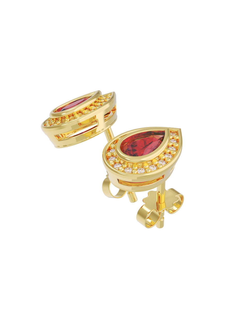 Broqueles de oro 14 k con acabado pulido zirconia 2