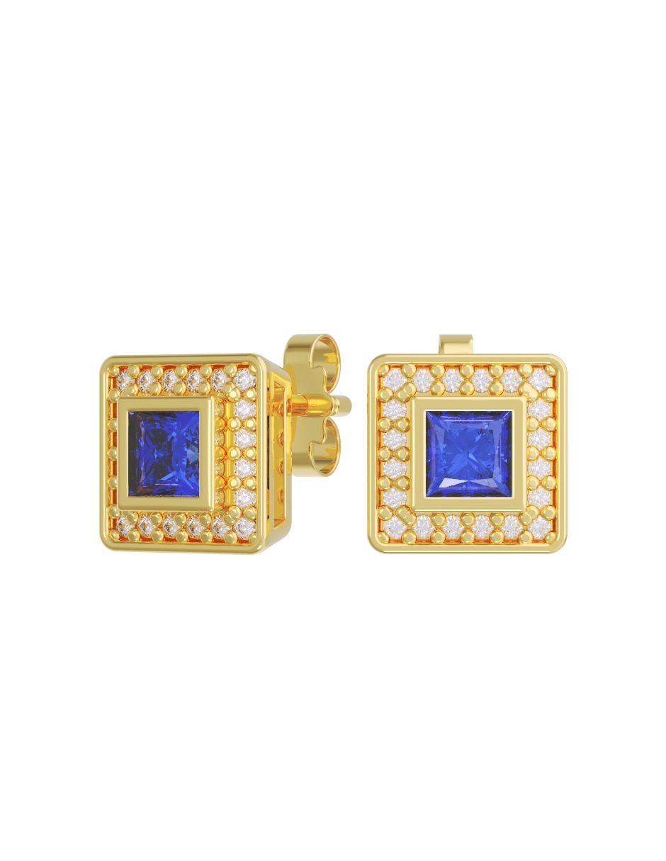 Broqueles de oro 14 k con acabado pulido zirconia