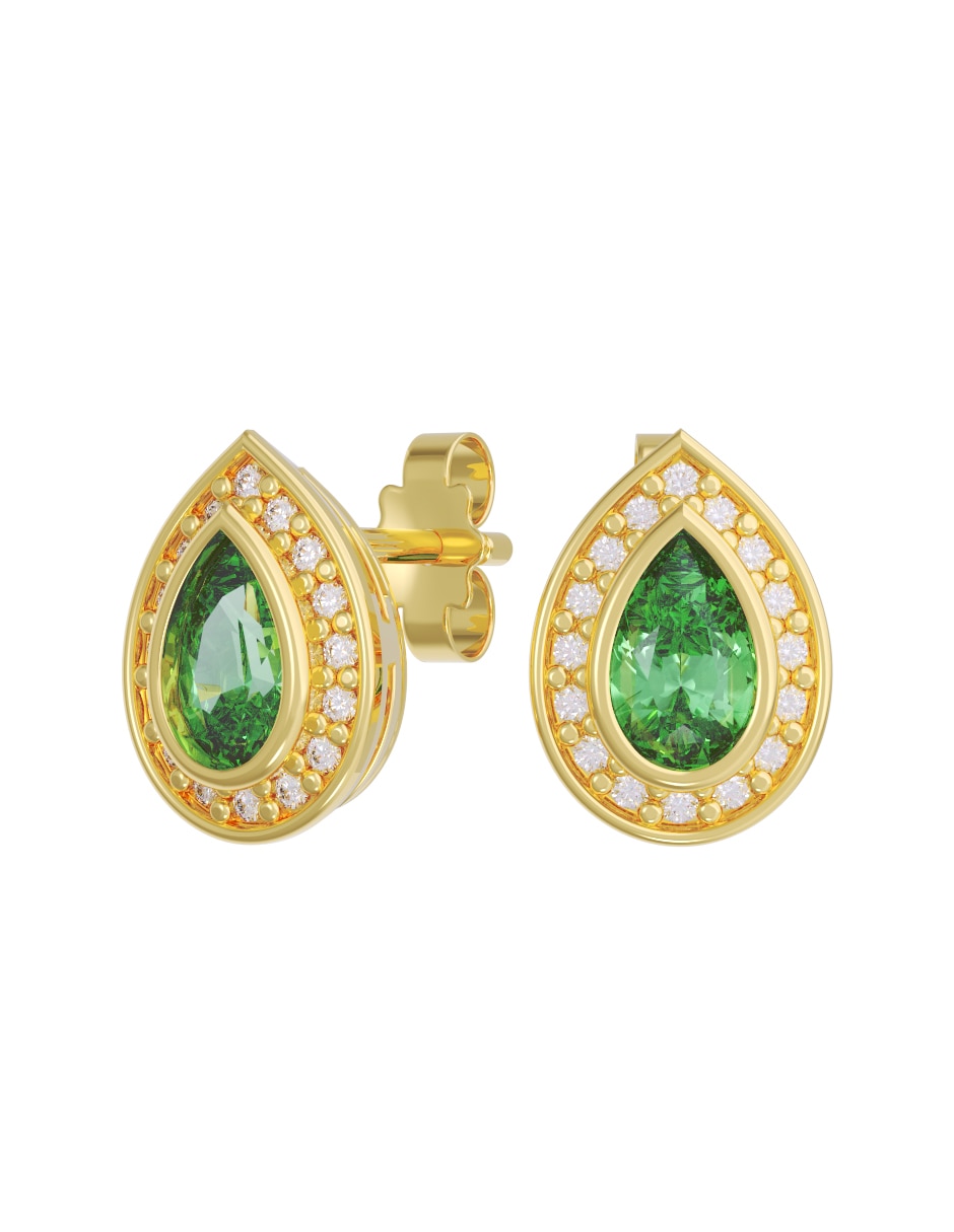 Broqueles de oro 14 k con acabado pulido zirconia
