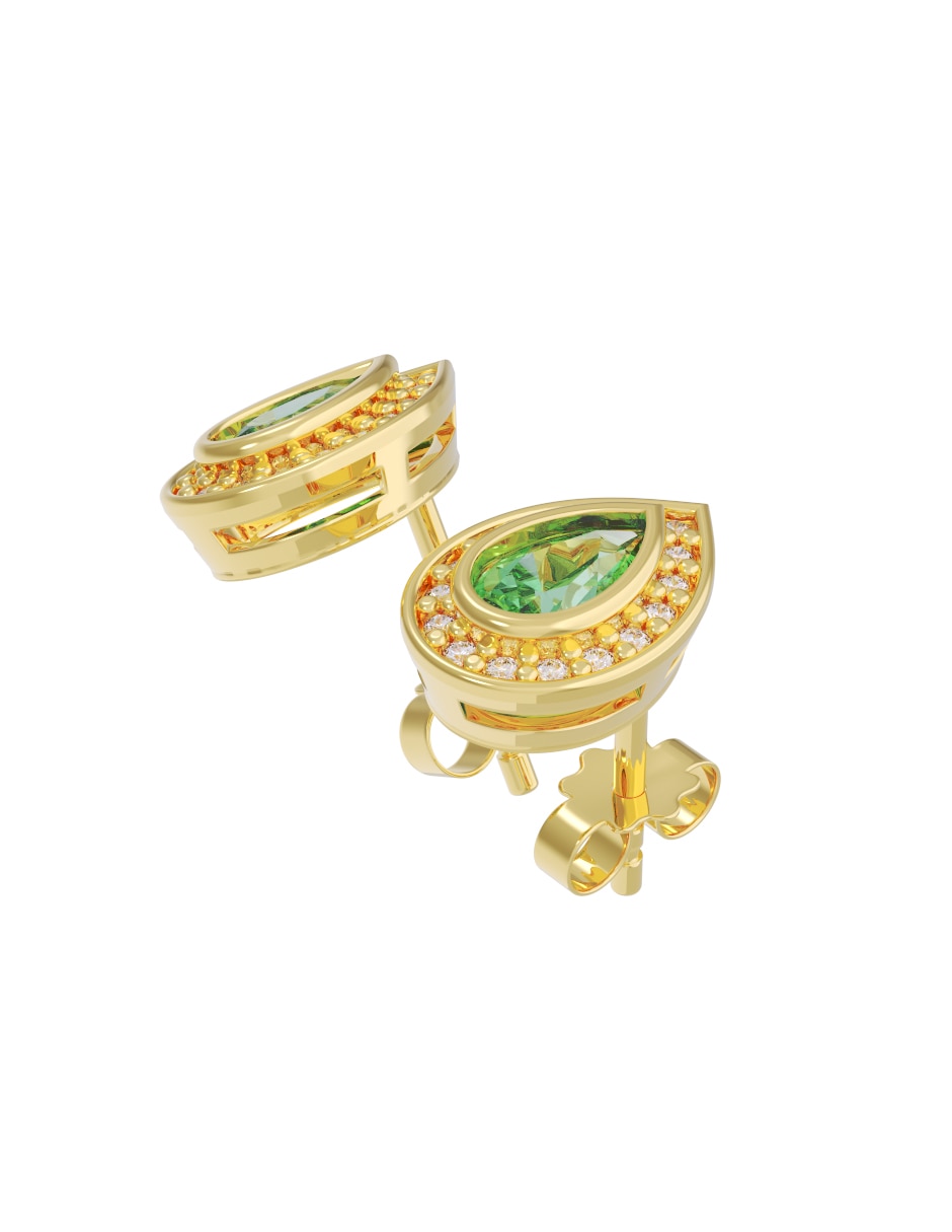 Broqueles de oro 14 k con acabado pulido zirconia 2