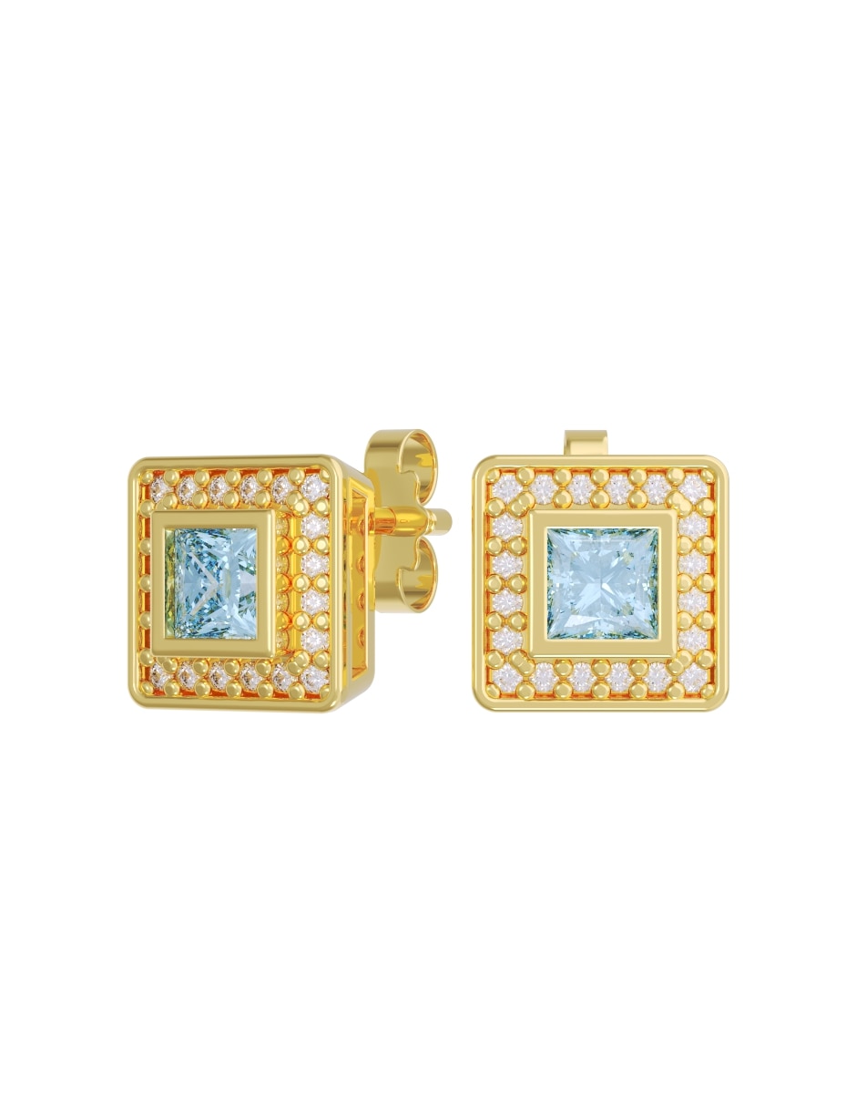 Broqueles de oro 14 k con acabado pulido zirconia