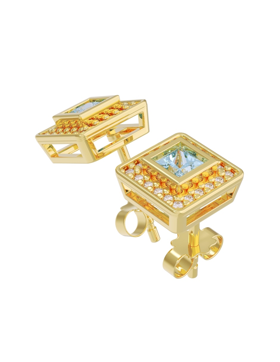 Broqueles de oro 14 k con acabado pulido zirconia 3