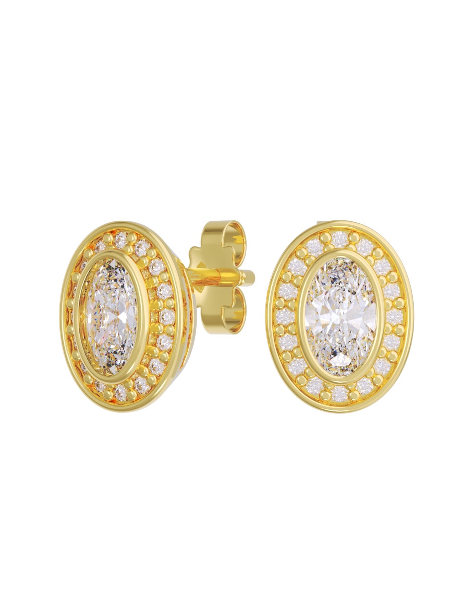 Broqueles de oro 14 k con acabado pulido zirconia