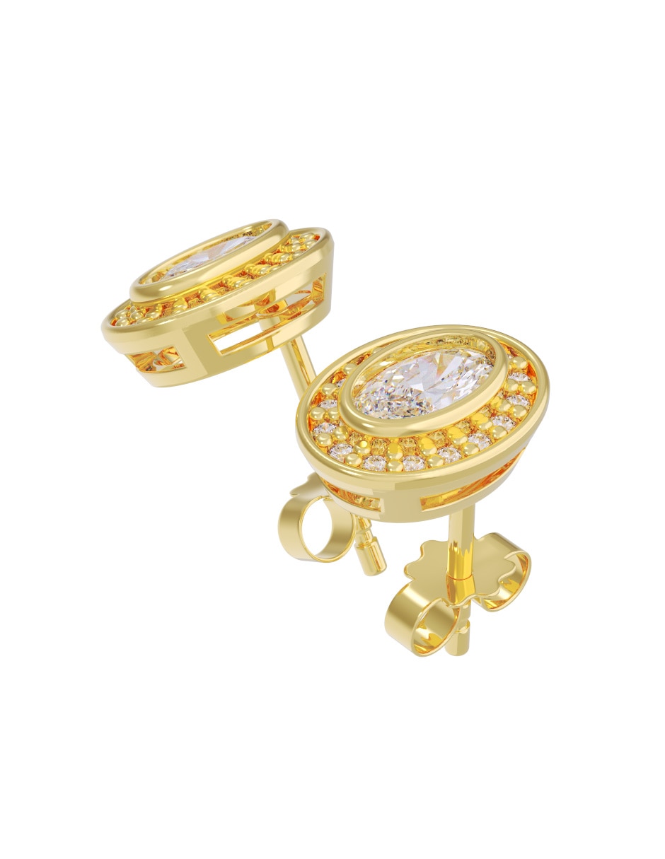 Broqueles de oro 14 k con acabado pulido zirconia 3