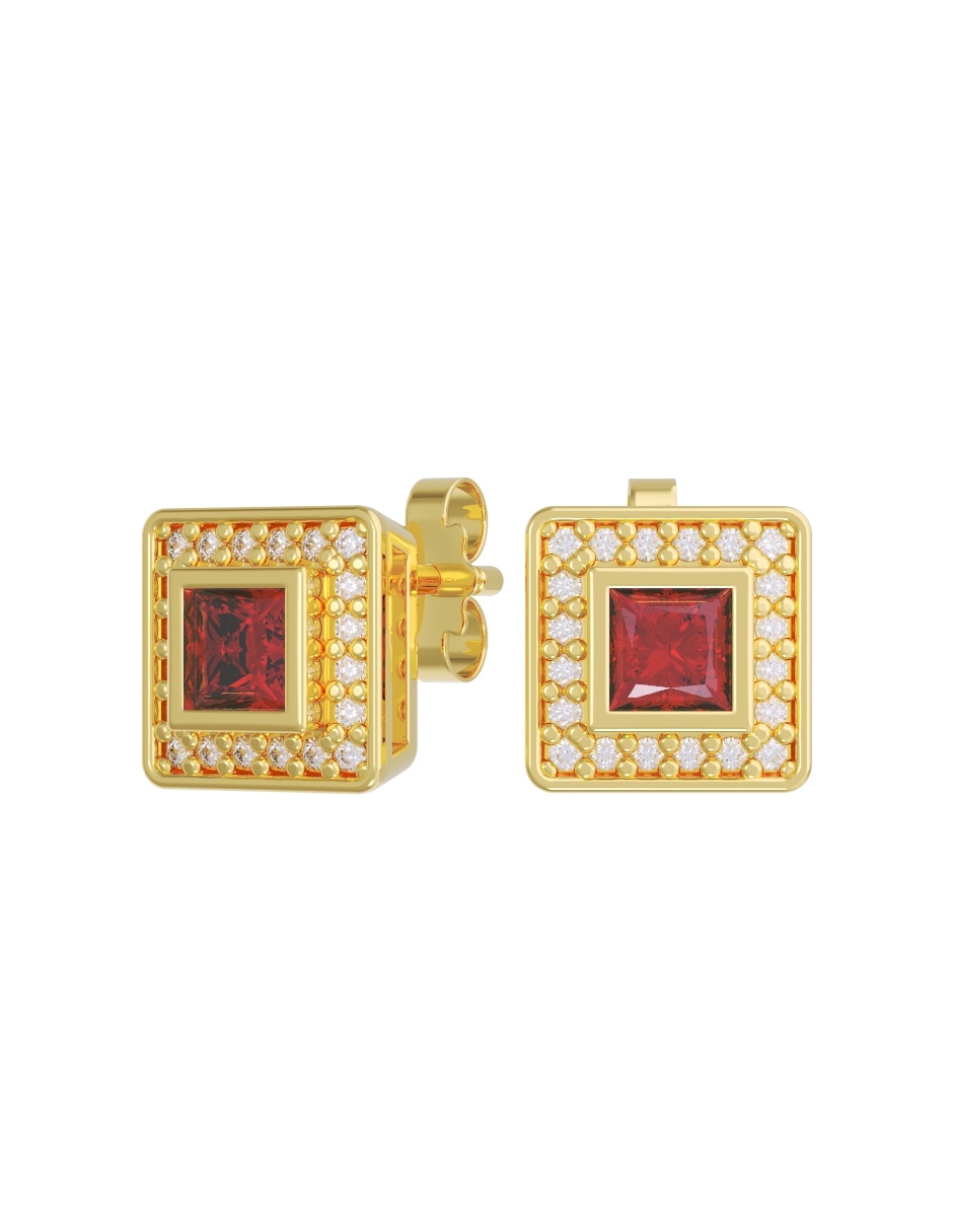 Broqueles de oro 14 k con acabado pulido zirconia