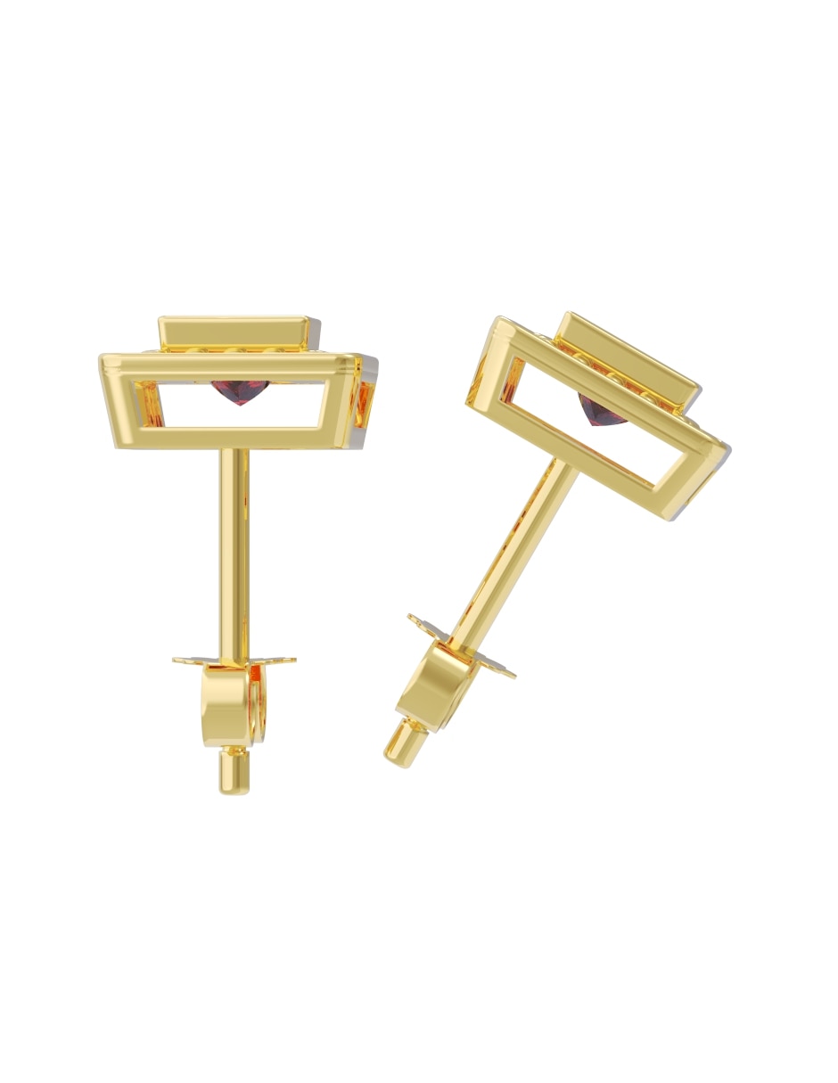 Broqueles de oro 14 k con acabado pulido zirconia 2