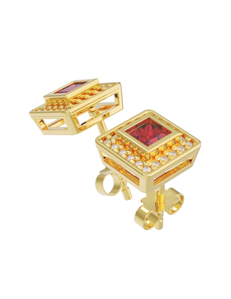 Broqueles de oro 14 k con acabado pulido zirconia 3