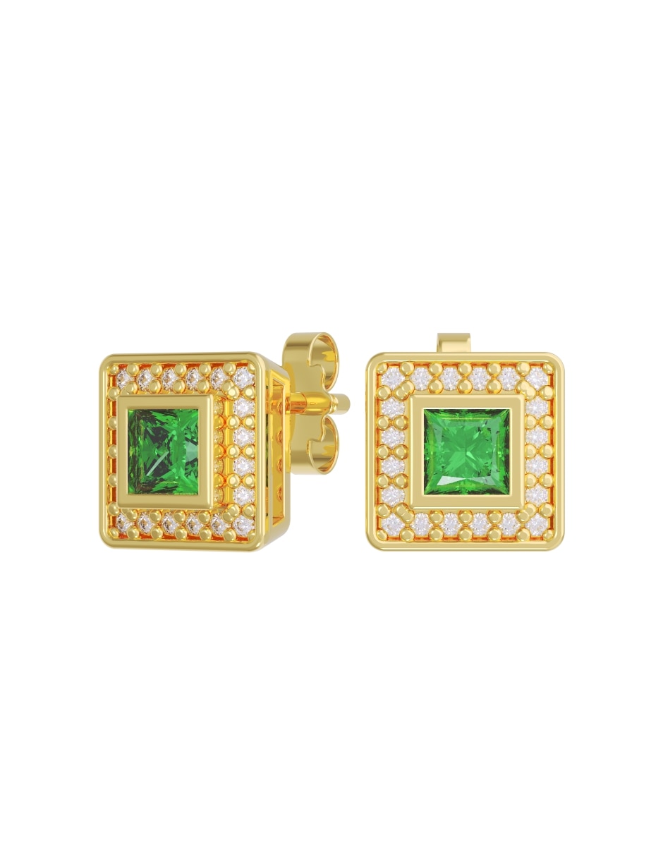 Broqueles de oro 14 k con acabado pulido zirconia