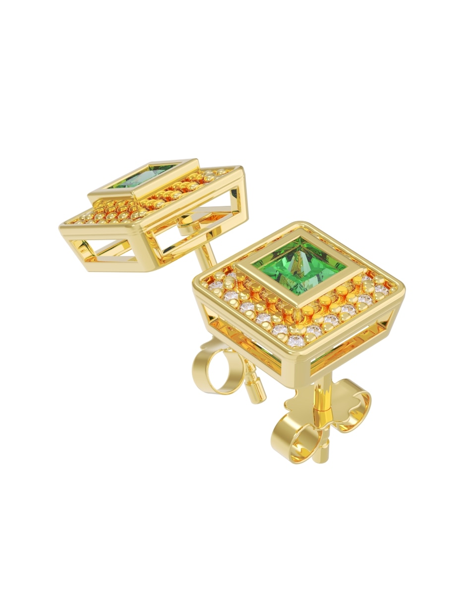 Broqueles de oro 14 k con acabado pulido zirconia 3