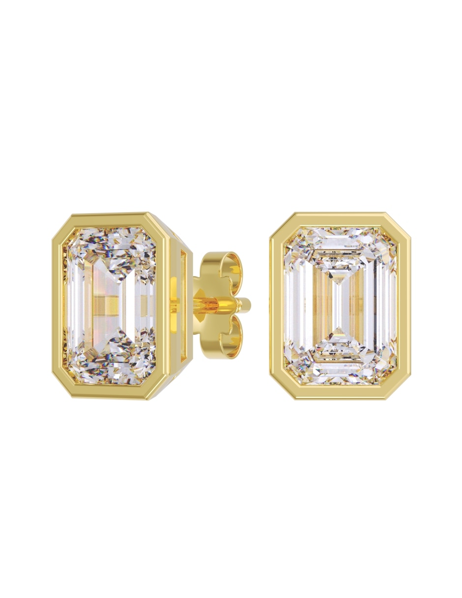 Broqueles de oro 14 k con acabado pulido zirconia