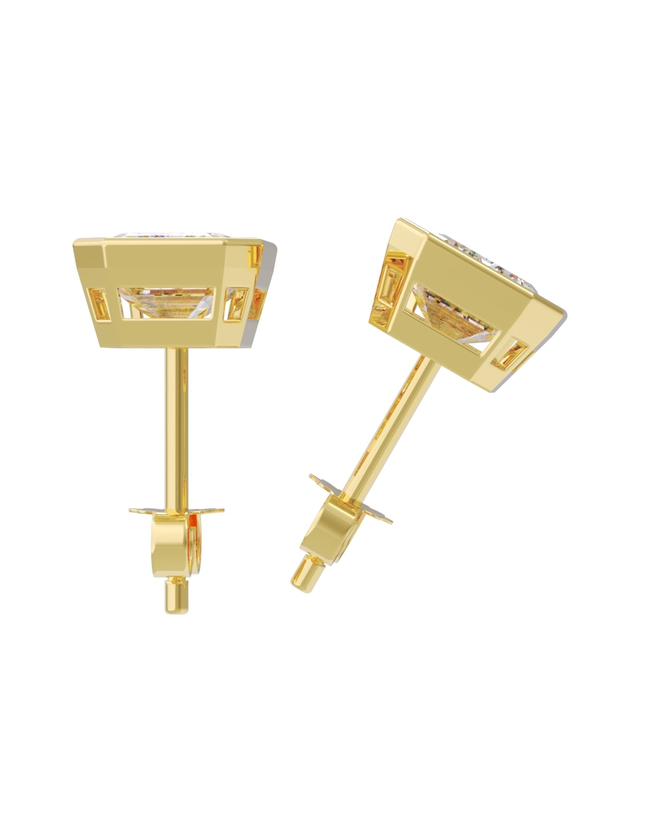 Broqueles de oro 14 k con acabado pulido zirconia 2