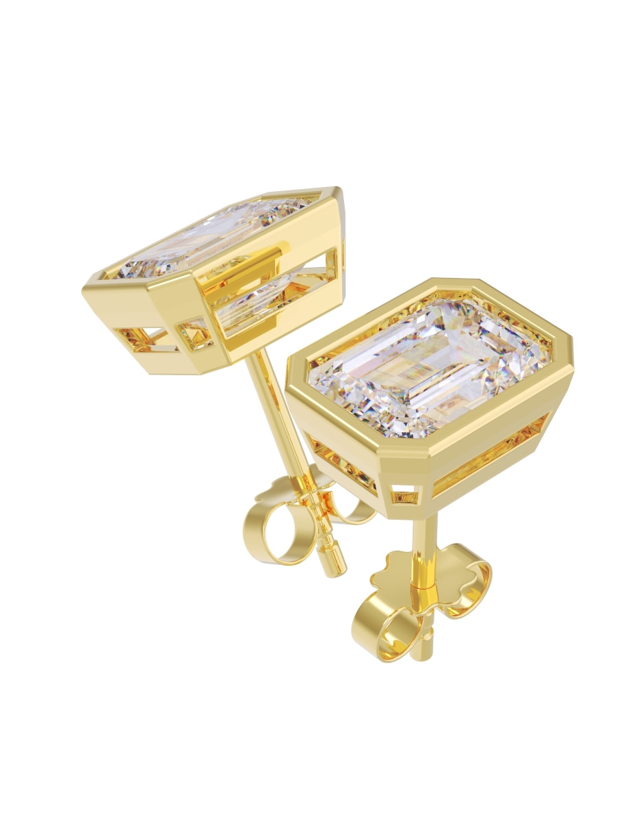 Broqueles de oro 14 k con acabado pulido zirconia 3