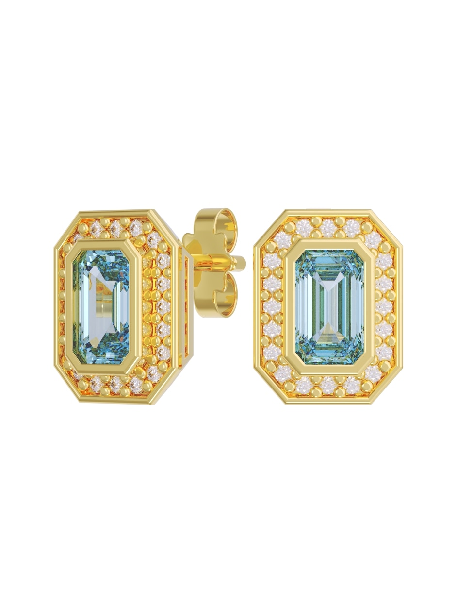 Broqueles de oro 14 k con acabado pulido zirconia