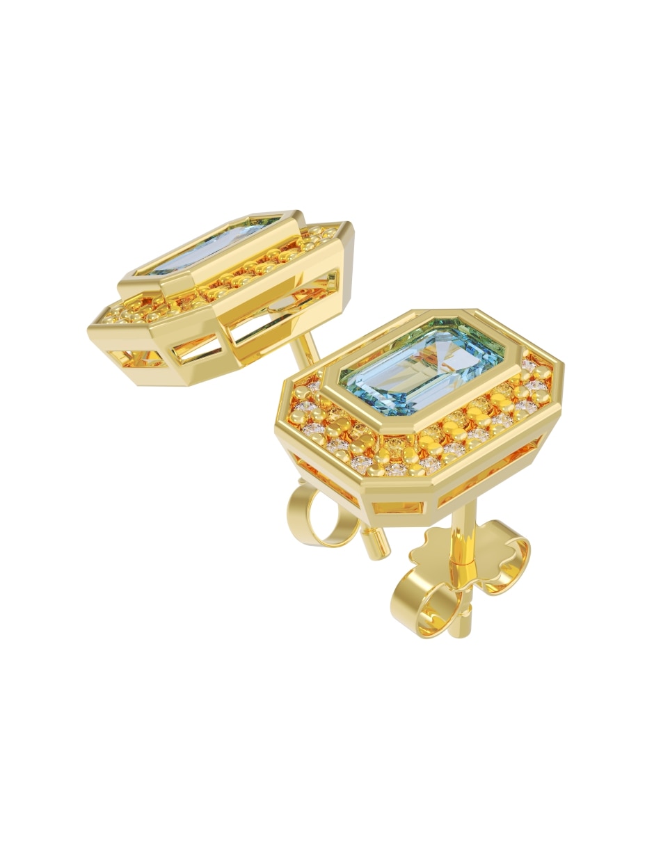 Broqueles de oro 14 k con acabado pulido zirconia 3