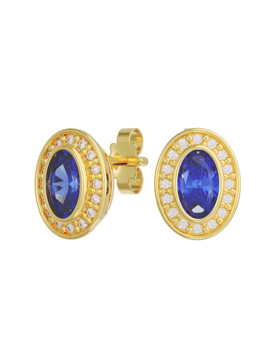 Broqueles de oro 14 k con acabado pulido zirconia Broqueles de oro 14 k con acabado pulido zirconia