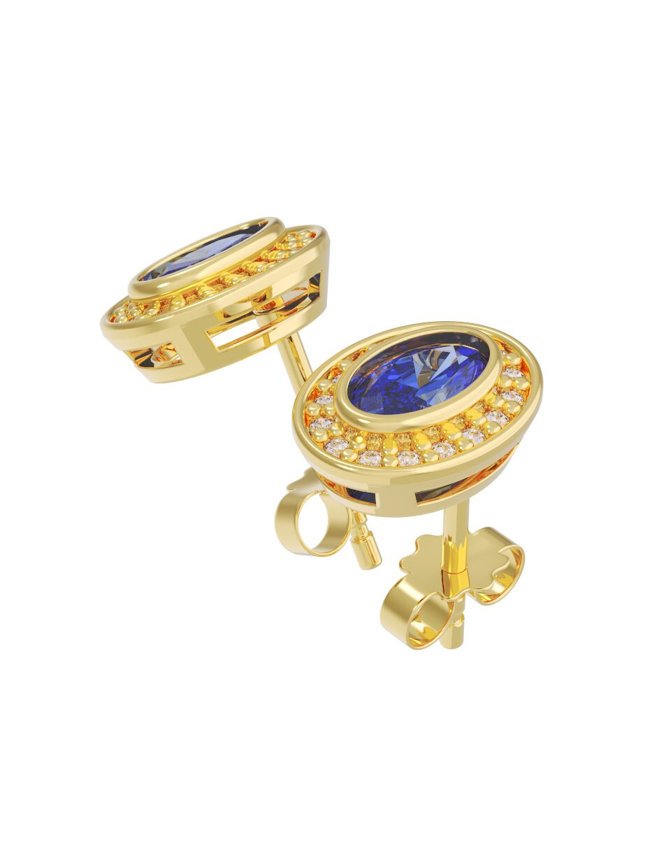 Broqueles de oro 14 k con acabado pulido zirconia 3