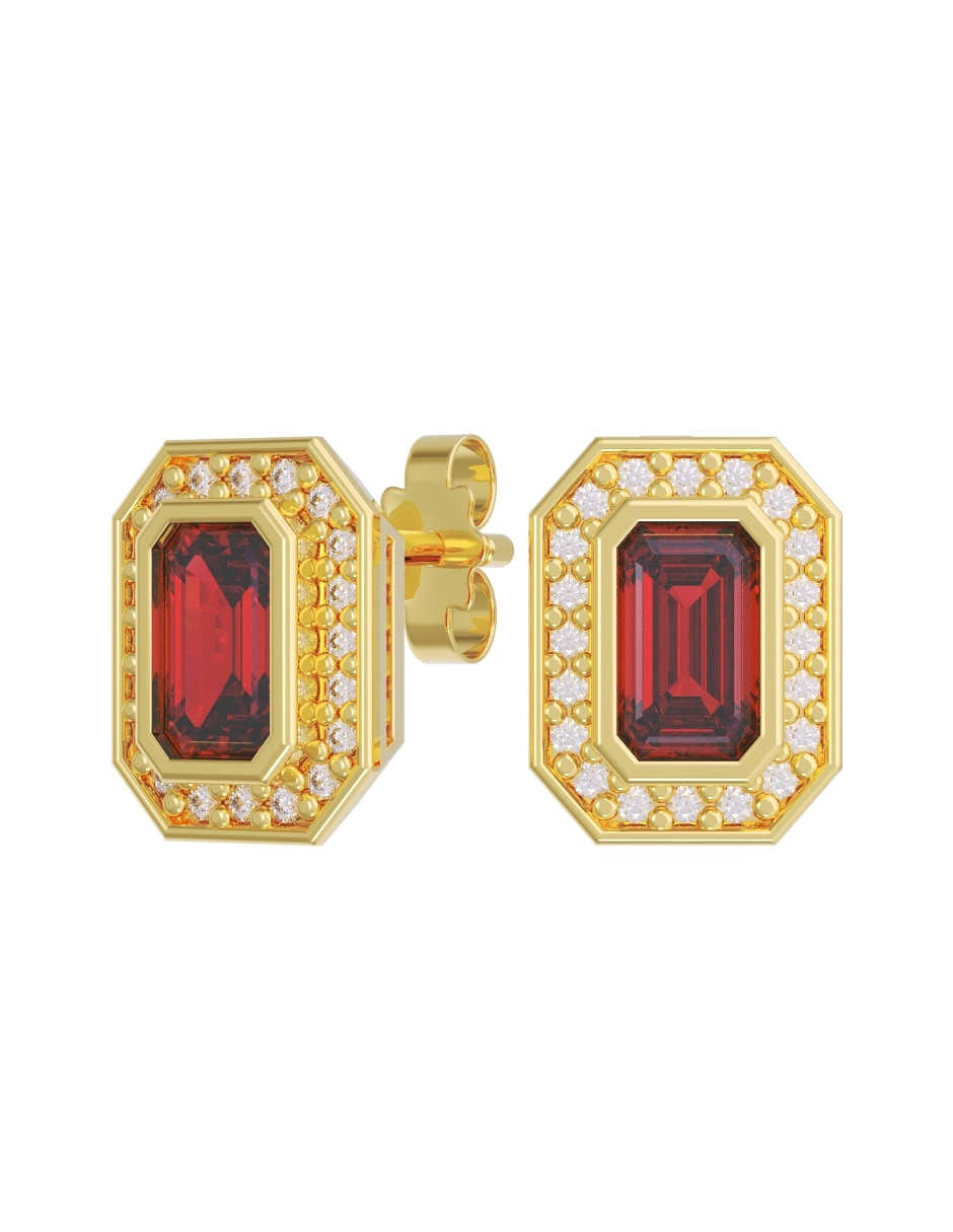 Broqueles de oro 14 k con acabado pulido zirconia