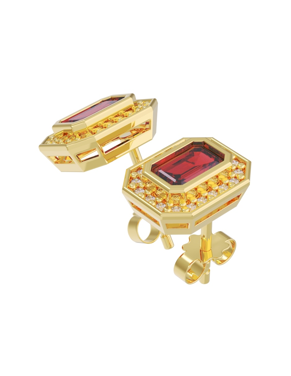 Broqueles de oro 14 k con acabado pulido zirconia 3