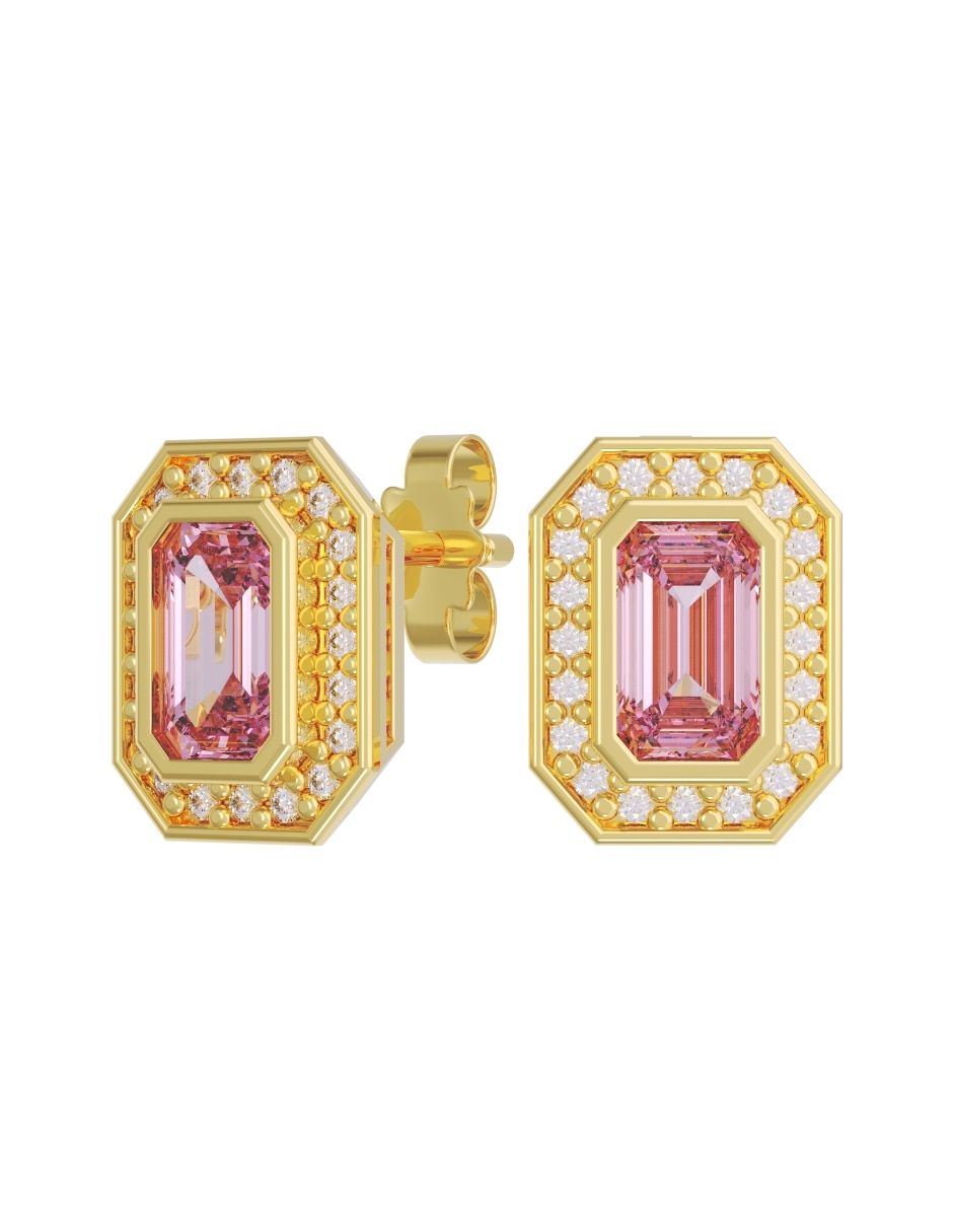 Broqueles de oro 14 k con acabado pulido zirconia
