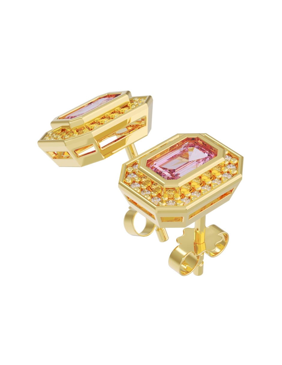 Broqueles de oro 14 k con acabado pulido zirconia 3