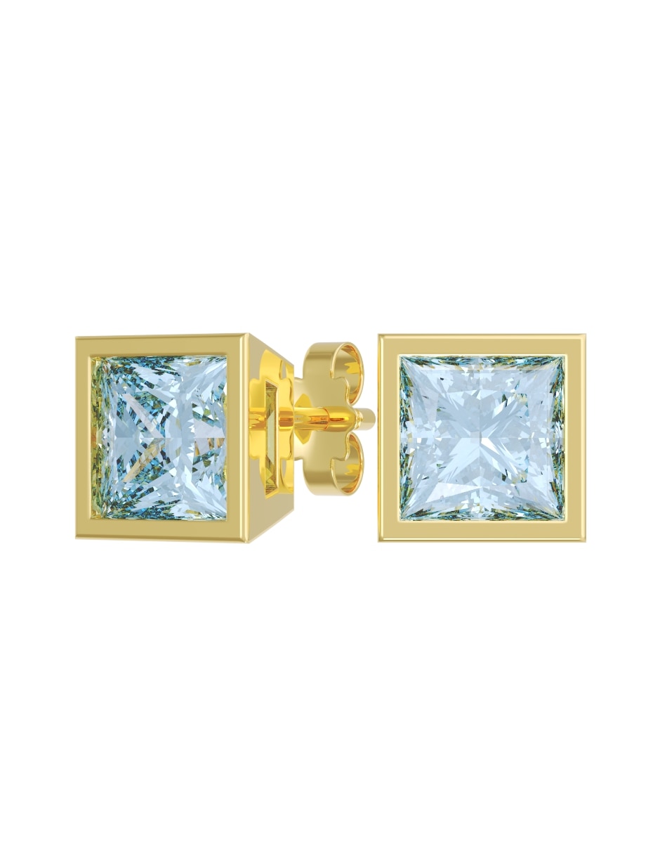 Broqueles de oro 14 k con acabado pulido zirconia