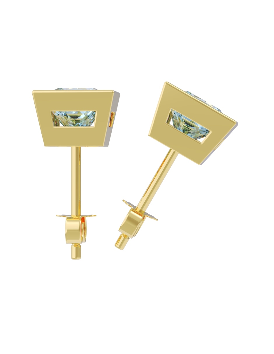 Broqueles de oro 14 k con acabado pulido zirconia 2