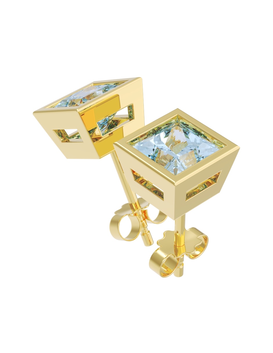 Broqueles de oro 14 k con acabado pulido zirconia 3