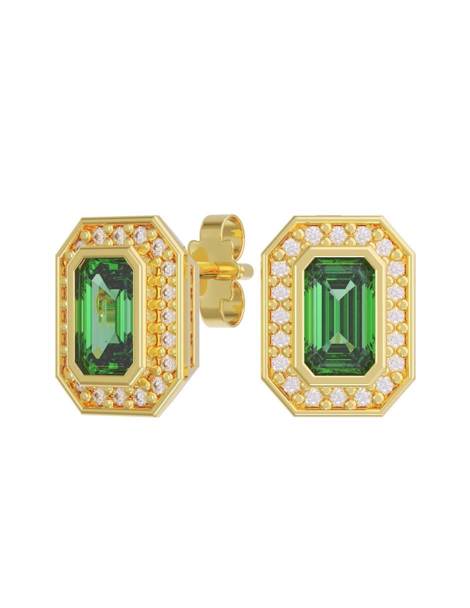 Broqueles de oro 14 k con acabado pulido zirconia