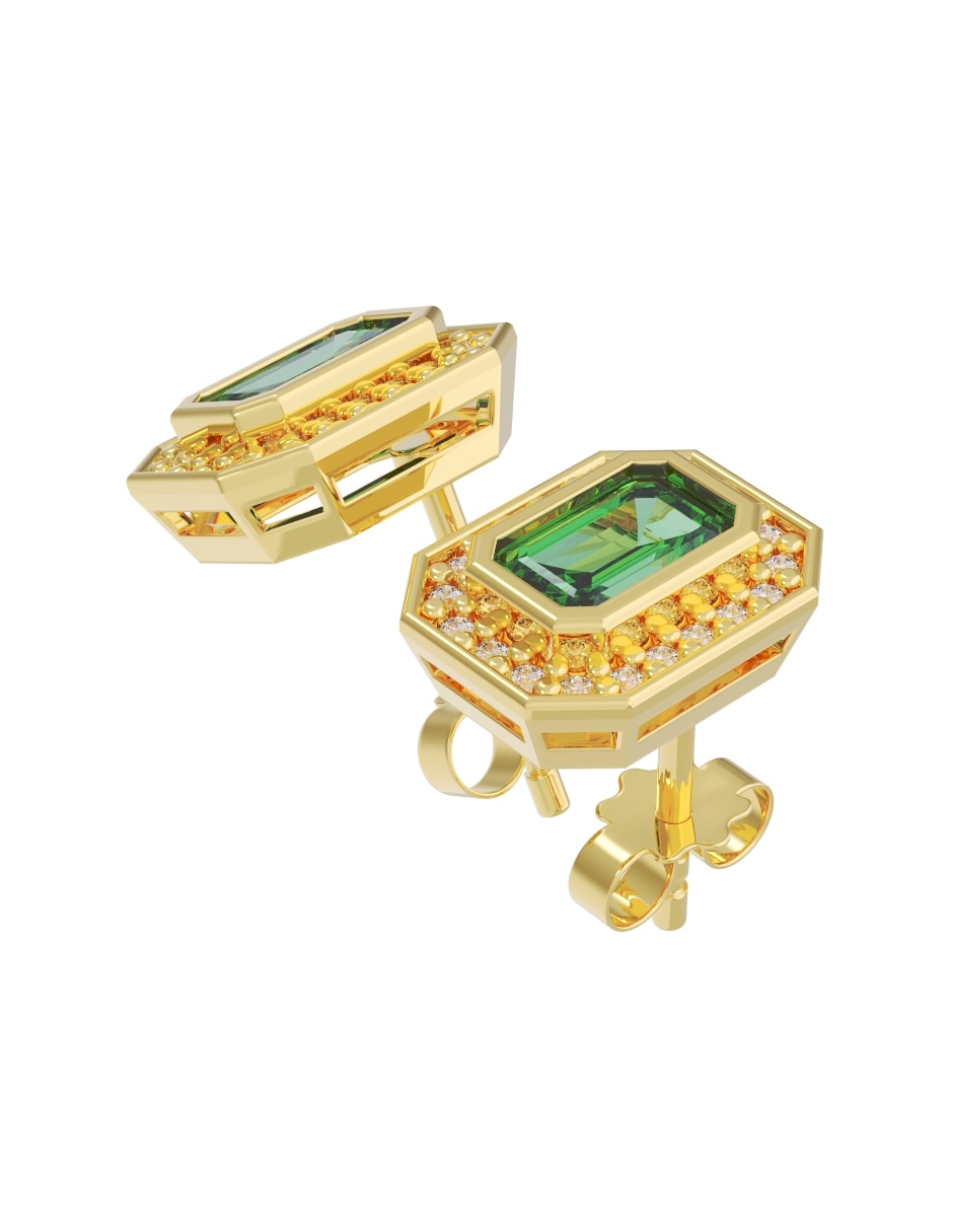 Broqueles de oro 14 k con acabado pulido zirconia 3