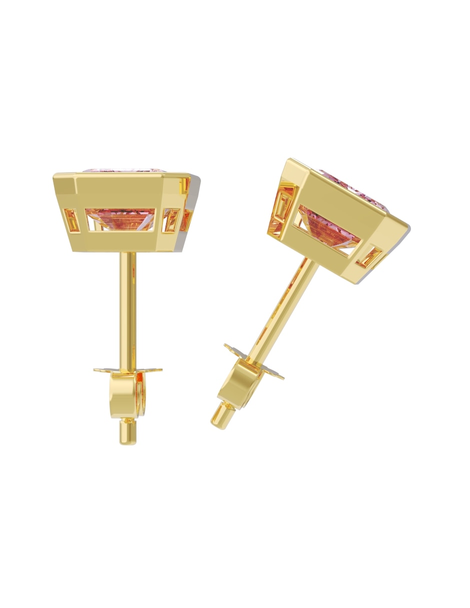 Broqueles de oro 14 k con acabado pulido zirconia 2