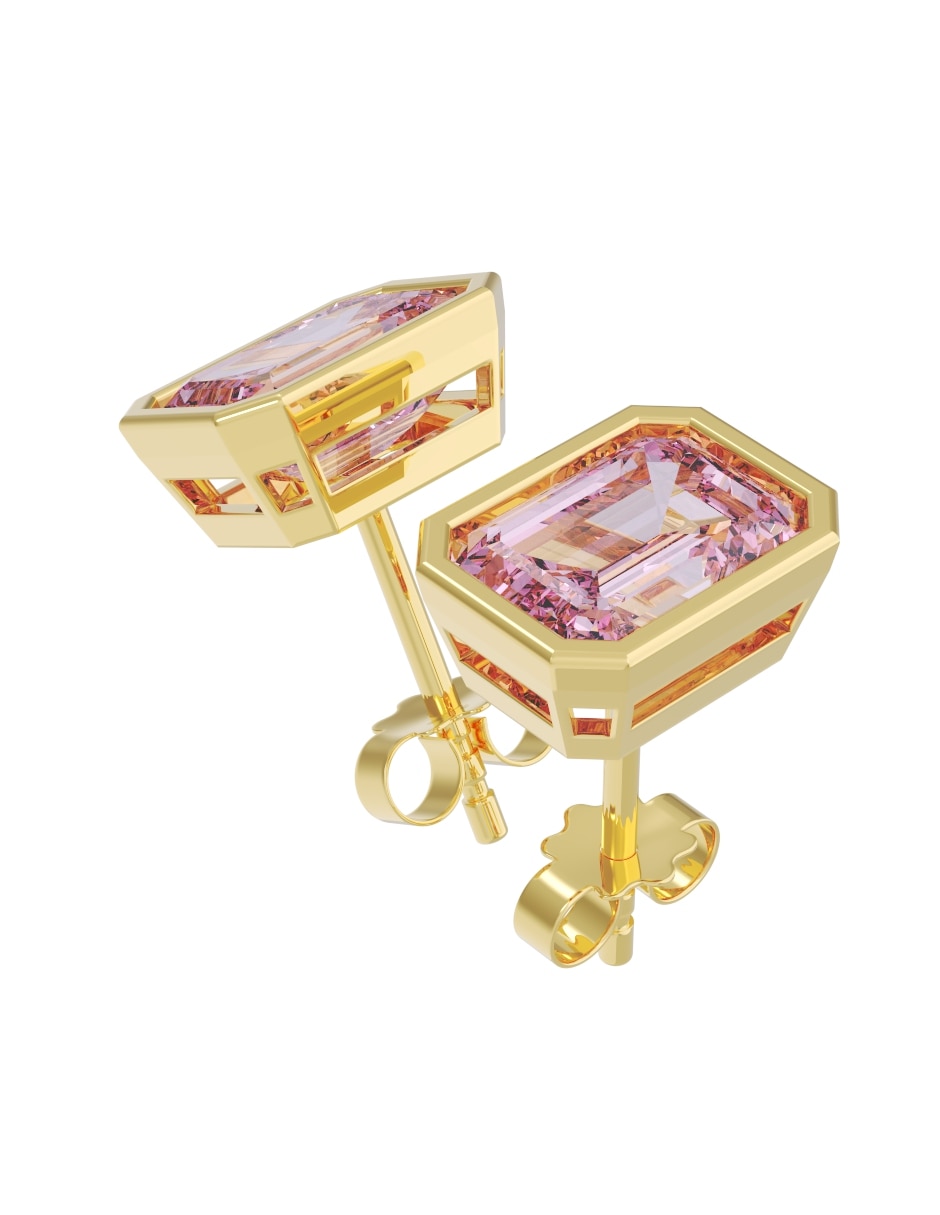 Broqueles de oro 14 k con acabado pulido zirconia 3