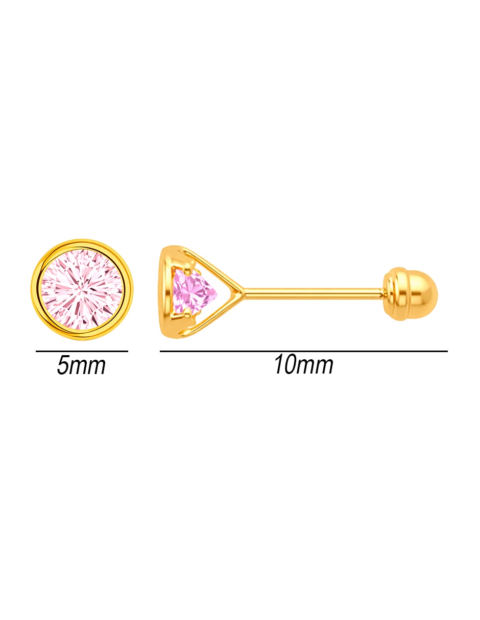 Broqueles de oro amarillo 14 k con acabado brillante zirconia 5