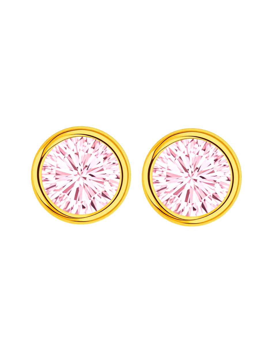 Broqueles de oro amarillo 10 k con acabado brillante zirconia Broqueles de oro amarillo 10 k con acabado brillante zirconia