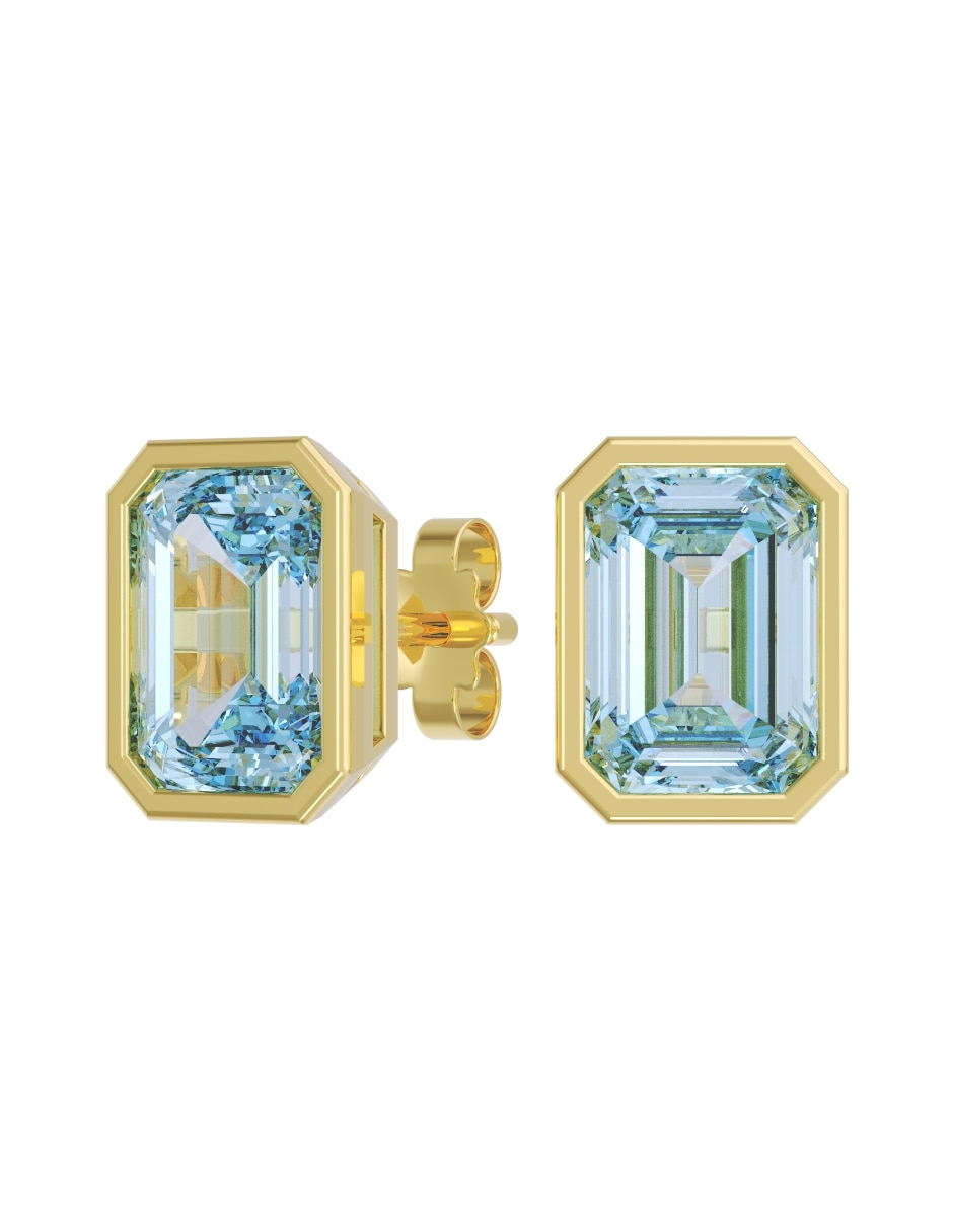 Broqueles de oro 14 k con acabado pulido zirconia