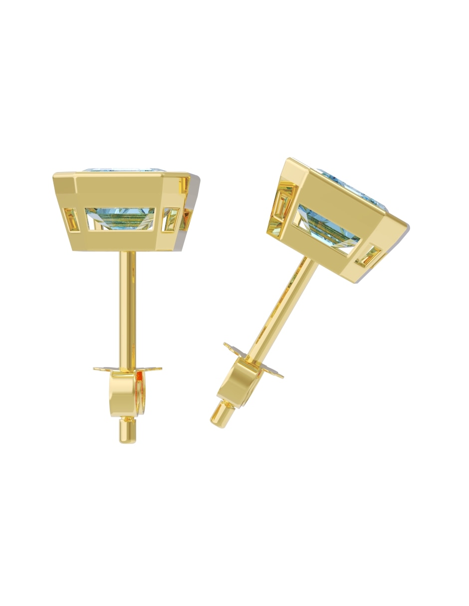 Broqueles de oro 14 k con acabado pulido zirconia 2