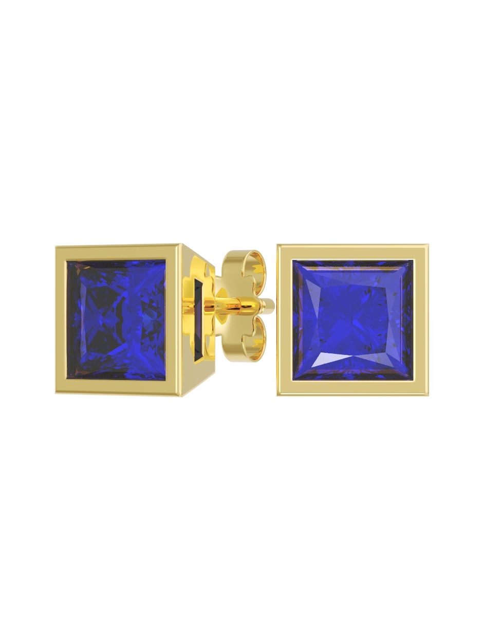 Broqueles de oro 14 k con acabado pulido zirconia