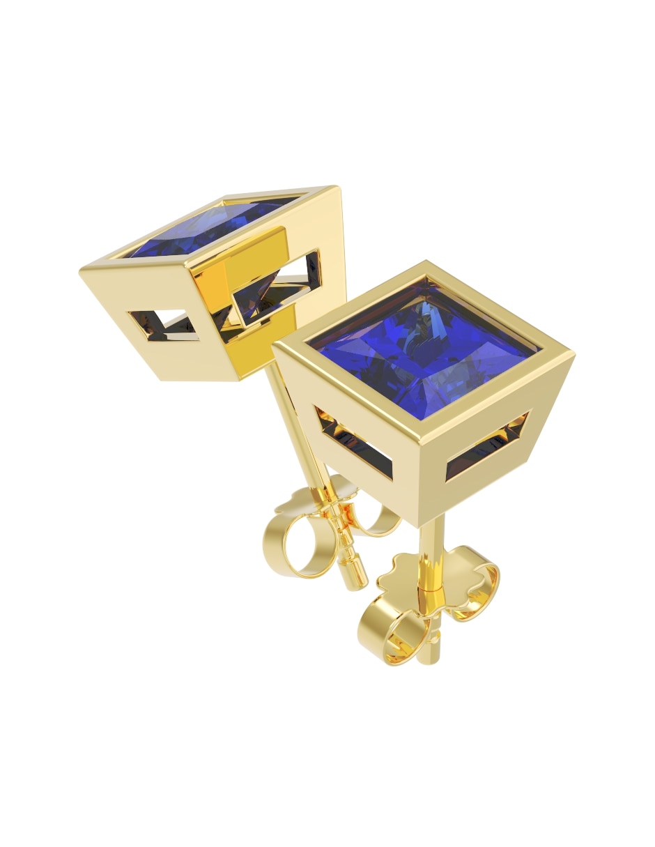 Broqueles de oro 14 k con acabado pulido zirconia 3