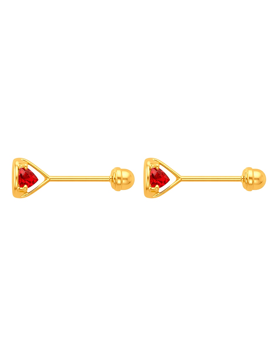 Broqueles de oro amarillo 10 k con acabado brillante zirconia 2